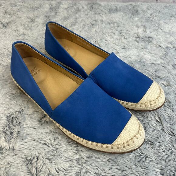 Dansko Lesley Blue Leather Espadrille Flats Size 39 US 8.5-9 Slip On Beach Cap - Picture 2 of 11